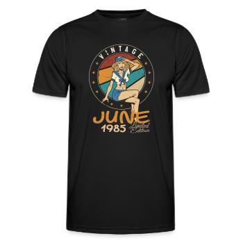 Millésime 1985 - Né en Juin 1985 - T-shirt sport Homme - noir - Devant - AI Model Male 178 dark (178cm)