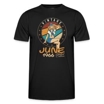 Vintage 1966 - Born In June 1966 - Männer Funktions-T-Shirt - Schwarz - Vorne - AI Model Male 178 dark (178cm)