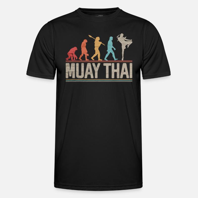 Muay Thai Evolution Kickboxen Kampfkünste - Männer Funktions-T-Shirt - Schwarz