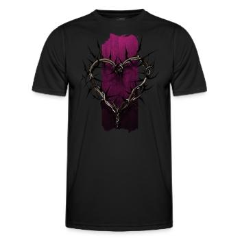 Enclos tendre : Épines en forme de cœur - T-shirt sport Homme - noir - Devant - AI Model Male 178 dark (178cm)