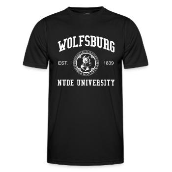 Wolfsburg Nude University Hochschule Universität - Men's Functional T-Shirt - black - Front - AI Model Male 178 dark (178cm)