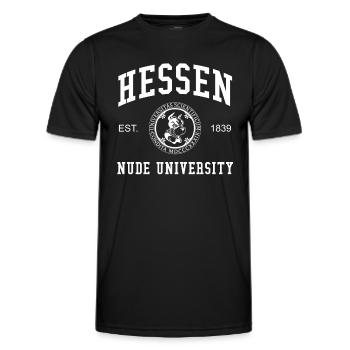 Hessen Nude University Hochschule Universität Uni - T-shirt sport Homme - noir - Devant - AI Model Male 178 dark (178cm)