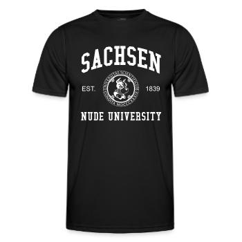 Saxony Nude University University University - Men's Functional T-Shirt - black - Front - AI Model Male 178 dark (178cm)