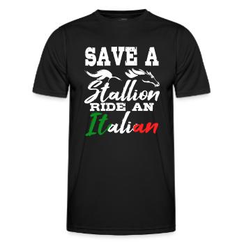 Save A Stallion Ride Un cadeau de gag drôle italien - T-shirt sport Homme - noir - Devant - AI Model Male 178 dark (178cm)