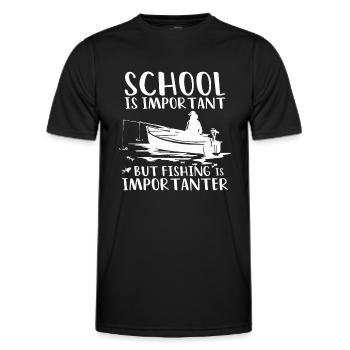 Die Schule ist wichtig, aber das Angeln ist wichtiger - Männer Funktions-T-Shirt - Schwarz - Vorne - AI Model Male 178 dark (178cm)