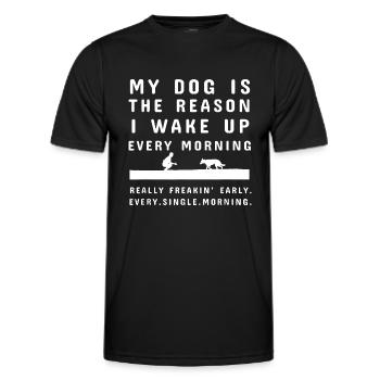 Mein Hund ist der Grund, warum ich jeden Morgen aufwache - Männer Funktions-T-Shirt - Schwarz - Vorne - AI Model Male 178 dark (178cm)