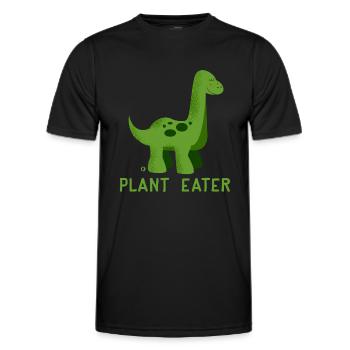 Cute Dinosaur Plant Eater - Vegetarian Vegan - Men's Functional T-Shirt - black - Front - AI Model Male 178 dark (178cm)