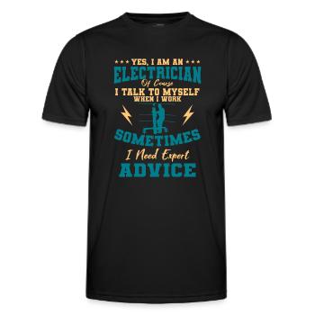 Electrician Electricity Lineman Wiring Electrical - Men's Functional T-Shirt - black - Front - AI Model Male 178 dark (178cm)