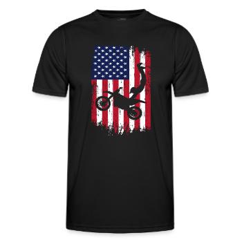 Supercross Freestyle Motocross American Flag - Men's Functional T-Shirt - black - Front - AI Model Male 178 dark (178cm)