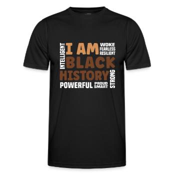 Ich bin Schwarze Geschichte Stark-stolze Schwarze Geschichte - Männer Funktions-T-Shirt - Schwarz - Vorne - AI Model Male 178 dark (178cm)