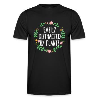 Mignon facilement distrait par les plantes Cadeau de jardinage - T-shirt sport Homme - noir - Devant - AI Model Male 178 dark (178cm)