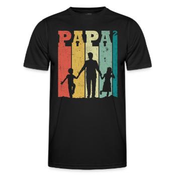 Papa 2 Kinder, Vintage-Geschenk für Papa 2 Kinder - Männer Funktions-T-Shirt - Schwarz - Vorne - AI Model Male 178 dark (178cm)