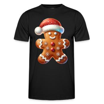 Lebkuchen Lebkuchenmann Xmas - Männer Funktions-T-Shirt - Schwarz - Vorne - AI Model Male 178 dark (178cm)