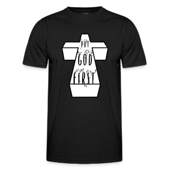 Gott an die erste Stelle setzen - Männer Funktions-T-Shirt - Schwarz - Vorne - AI Model Male 178 dark (178cm)