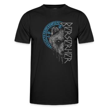 Berserker Bear Warrior Odin Nordic Rune Symbols - Men's Functional T-Shirt - black - Front - AI Model Male 178 dark (178cm)
