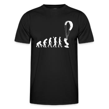 Kitesurfen - Evolution des Menschen, Darwin - Männer Funktions-T-Shirt - Schwarz - Vorne - AI Model Male 178 dark (178cm)