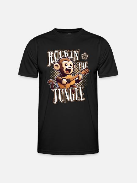 Rockin The Jungle Funny Monkey Plays Guitar - Men's Functional T-Shirt - black