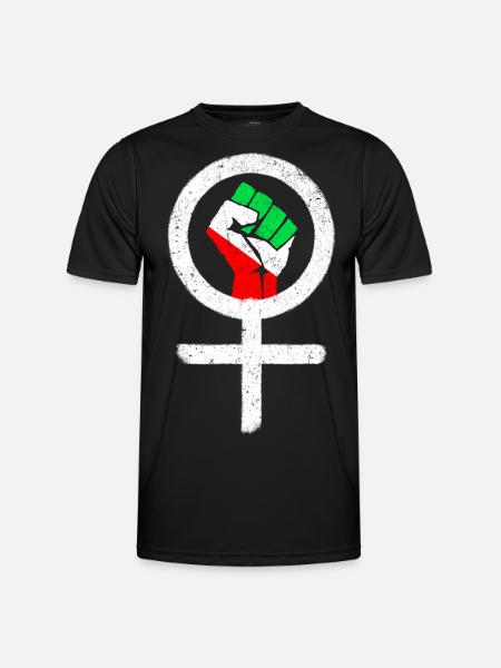 Feminist symbol + Iranian flag - Men's Functional T-Shirt - black