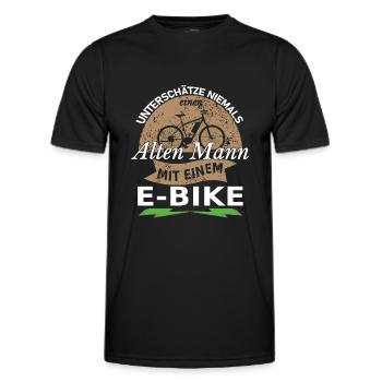 Unterschätze nie einen alten Mann mit einem E-Bike - Männer Funktions-T-Shirt - Schwarz - Vorne - AI Model Male 178 dark (178cm)
