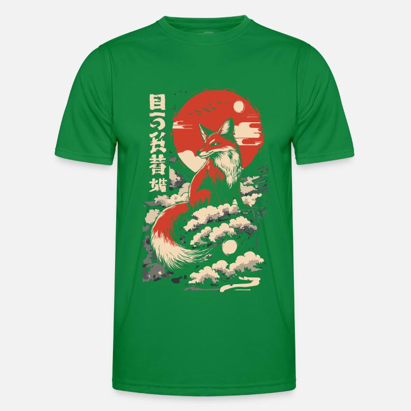 Fuchs Kitsune Japan Männer Funktions-T-Shirt