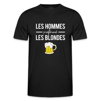 Les hommes préfèrent les blondes bière humour - T-shirt sport Homme - noir - Devant - AI Model Male 178 dark (178cm)