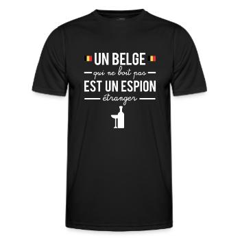Un belge qui ne boit pas est un espion étranger - T-shirt sport Homme - noir - Devant - AI Model Male 178 dark (178cm)