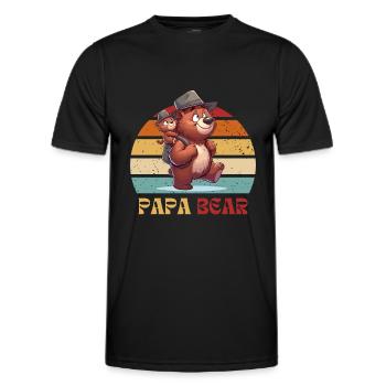 Père Papa Ours Fête des Pères Ours Rétro Drôle Grizzly - T-shirt sport Homme - noir - Devant - AI Model Male 178 dark (178cm)