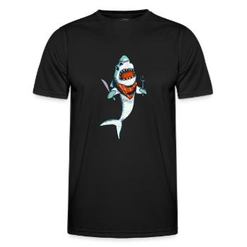 Hungriger Hai Lustiges Meerestier Surf - Männer Funktions-T-Shirt - Schwarz - Vorne - AI Model Male 178 dark (178cm)