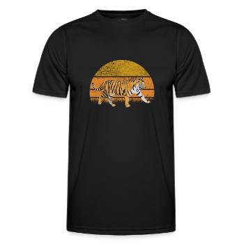 Tiger Retro Vintage Big Cat - T-shirt sport Homme - noir - Devant - AI Model Male 178 dark (178cm)