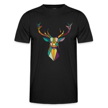 cerf - T-shirt sport Homme - noir - Devant - AI Model Male 178 dark (178cm)