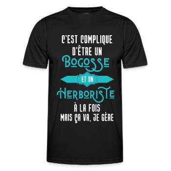 C'est compliqué d'être Un Bogosse et Herboriste - T-shirt sport Homme - noir - Devant - AI Model Male 178 dark (178cm)