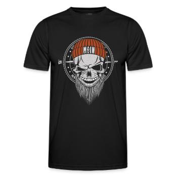 Moin Skull Windrose Kompass Totenkopf T-Shirt - Männer Funktions-T-Shirt - Schwarz - Vorne - AI Model Male 178 dark (178cm)
