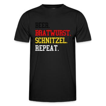 Bière-Bratwurst-Schnitzel Répéter les grillades allemandes - T-shirt sport Homme - noir - Devant - AI Model Male 178 dark (178cm)