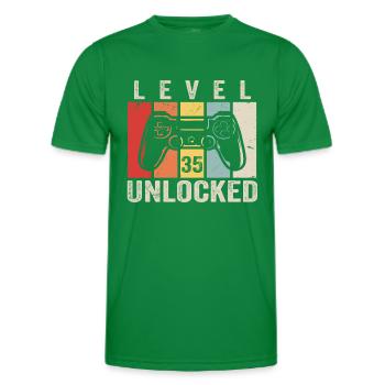 Level 35 Unlocked 35 Jahre Geburtstag Geschenk - Männer Funktions-T-Shirt - Kelly Green - Vorne - AI Model Male 178 dark (178cm)