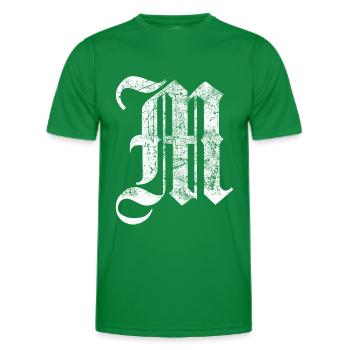 Tshirt alphabet initial M - T-shirt sport Homme - vert - Devant - AI Model Male 178 dark (178cm)
