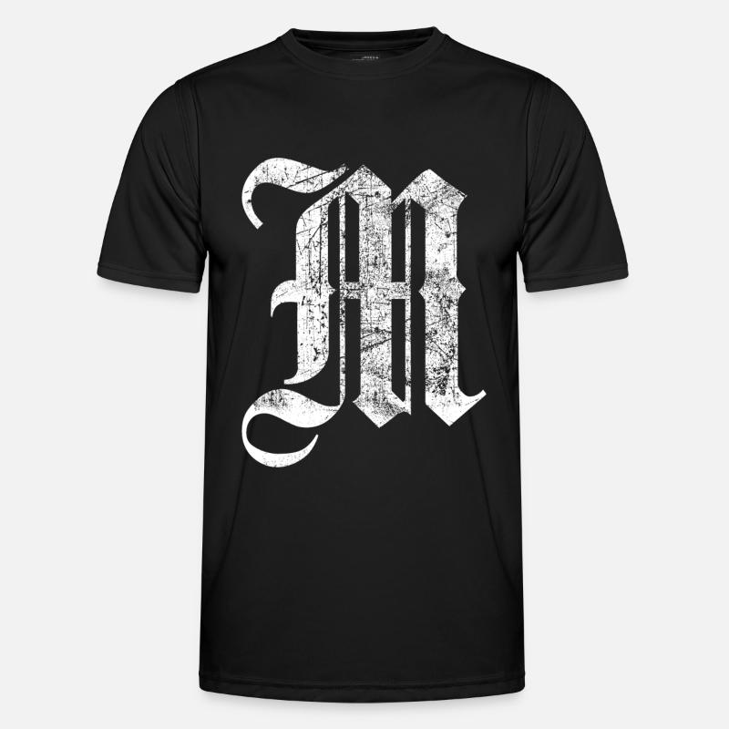 Tshirt alphabet initial M - Men's Functional T-Shirt - black