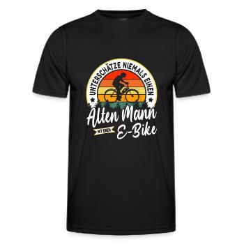 Never underestimate an old man with an e-bike - Men's Functional T-Shirt - black - Front - AI Model Male 178 dark (178cm)