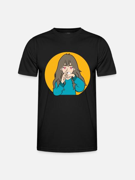 COCAINE SNIFFING ANIME GIRL - Men's Functional T-Shirt - black