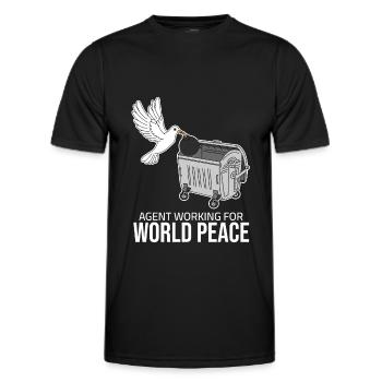 Agent working for World Peace - Friedenstaube - Männer Funktions-T-Shirt - Schwarz - Vorne - AI Model Male 178 dark (178cm)