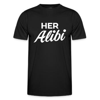 Her Alibi - Men's Functional T-Shirt - black - Front - AI Model Male 178 dark (178cm)