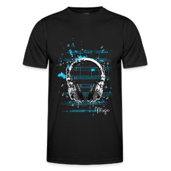musikalische Kopfhörer - Männer Funktions-T-Shirt - Schwarz - Vorne - AI Model Male 178 dark (178cm)