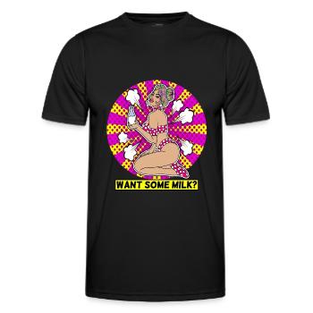 EROTIC POP-ART ARTWORK SEXY COMIC GIRL MILK - Men's Functional T-Shirt - black - Front - AI Model Male 178 dark (178cm)