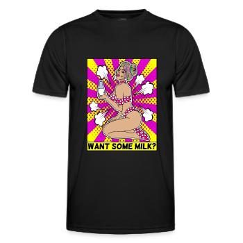 ART POP-ART ÉROTIQUE SEXY COMIC GIRL MILK - T-shirt sport Homme - noir - Devant - AI Model Male 178 dark (178cm)