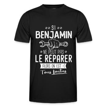 Si Benjamin ne peut pas le réparer on est foutus - T-shirt sport Homme - noir - Devant - AI Model Male 178 dark (178cm)