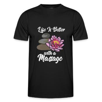 Massage Therapy Life Is Better With A Massage - Men's Functional T-Shirt - black - Front - AI Model Male 178 dark (178cm)