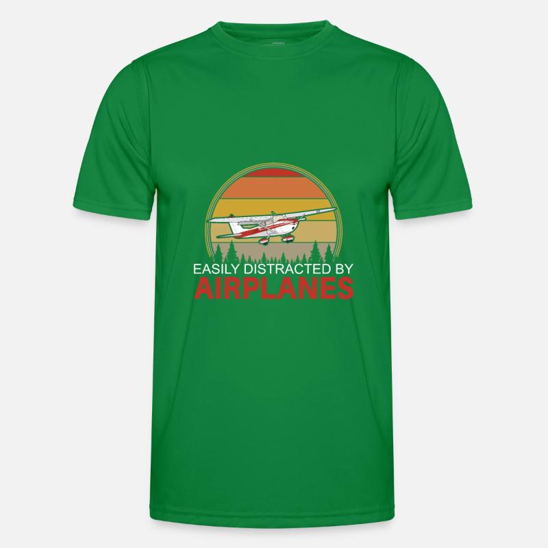 Easily Distracted By Airplanes Pilot Aviation Men's Functional T-Shirt