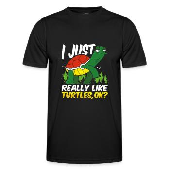 Just Really Love Turtles Turtle Lover - Men's Functional T-Shirt - black - Front - AI Model Male 178 dark (178cm)