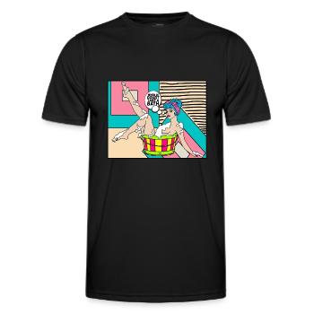ART POP-ART ÉROTIQUE SEXY COMIC GIRL BATH - T-shirt sport Homme - noir - Devant - AI Model Male 178 dark (178cm)