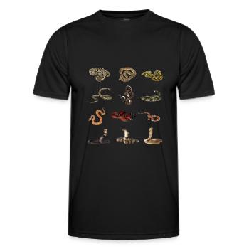 Verschiedene Schlangenarten - Männer Funktions-T-Shirt - Schwarz - Vorne - AI Model Male 178 dark (178cm)