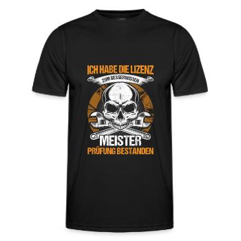 Meisterprüfung bestanden Lizenz zum Besserwisser - Männer Funktions-T-Shirt - Schwarz - Vorne - AI Model Male 178 dark (178cm)